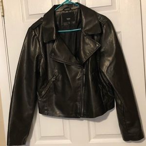Faux Black Leather Moto Jacket Mossimo 2X